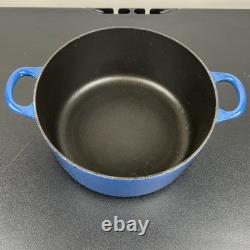 Vintage Creuset Dutch Oven 3.5 Qt # 22 Cobalt Blue Cast Iron Black Satin Enamel