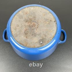 Vintage Creuset Dutch Oven 3.5 Qt # 22 Cobalt Blue Cast Iron Black Satin Enamel