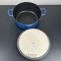 Vintage Creuset Dutch Oven 3.5 Qt # 22 Cobalt Blue Cast Iron Black Satin Enamel