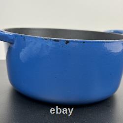 Vintage Creuset Dutch Oven 3.5 Qt # 22 Cobalt Blue Cast Iron Black Satin Enamel
