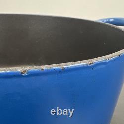 Vintage Creuset Dutch Oven 3.5 Qt # 22 Cobalt Blue Cast Iron Black Satin Enamel