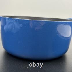 Vintage Creuset Dutch Oven 3.5 Qt # 22 Cobalt Blue Cast Iron Black Satin Enamel