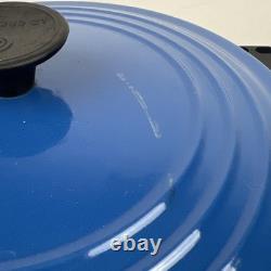 Vintage Creuset Dutch Oven 3.5 Qt # 22 Cobalt Blue Cast Iron Black Satin Enamel