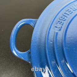 Vintage Creuset Dutch Oven 3.5 Qt # 22 Cobalt Blue Cast Iron Black Satin Enamel