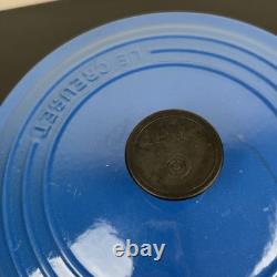 Vintage Creuset Dutch Oven 3.5 Qt # 22 Cobalt Blue Cast Iron Black Satin Enamel