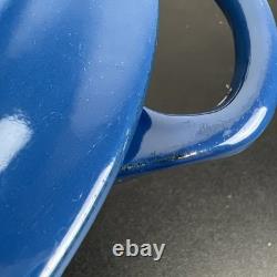 Vintage Creuset Dutch Oven 3.5 Qt # 22 Cobalt Blue Cast Iron Black Satin Enamel