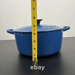 Vintage Creuset Dutch Oven 3.5 Qt # 22 Cobalt Blue Cast Iron Black Satin Enamel