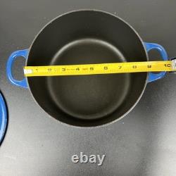 Vintage Creuset Dutch Oven 3.5 Qt # 22 Cobalt Blue Cast Iron Black Satin Enamel