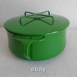 Vintage Dansk Kobenstyle Dutch Oven Green Enamelware MCM Covered Pan Pot