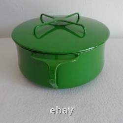 Vintage Dansk Kobenstyle Dutch Oven Green Enamelware MCM Covered Pan Pot