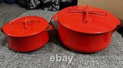 Vintage Dansk Kobenstyle IHQ France Red Enamel Dutch Oven Pot Set