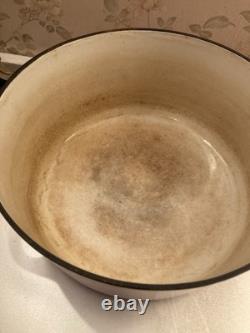 Vintage Descoware Belgium Orange Flame Enamel Cast Iron Dutch Oven With Lid