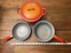 Vintage Descoware Groovy Orange Cookware Lot- Dutch Oven W Lid, Sauce & Fry Pan
