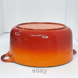 Vintage Descoware Orange Flame Dutch Oven with Lid 2-F 12 P FE Belgium Cast Iron
