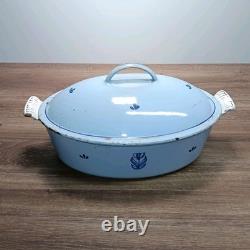 Vintage Dru Holland Dutch Oven #35. Oval 5.3qt 5L. Baby Blue Fast Shipping