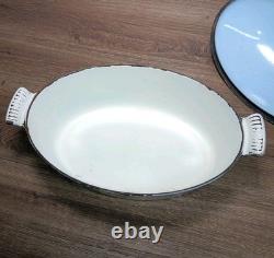 Vintage Dru Holland Dutch Oven #35. Oval 5.3qt 5L. Baby Blue Fast Shipping