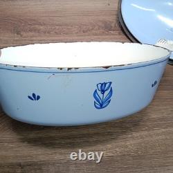 Vintage Dru Holland Dutch Oven #35. Oval 5.3qt 5L. Baby Blue Fast Shipping