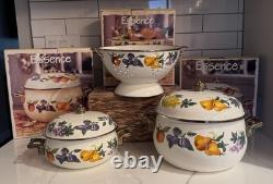 Vintage Dutch Oven Pot Colander Tabletops Unlimited Essence Enamel Set Brass