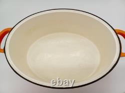 Vintage Enameled Cast Iron 5qt. Dutch Oven WithGrill Lid Red/Orange Staub Style