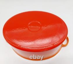 Vintage Enameled Cast Iron 5qt. Dutch Oven WithGrill Lid Red/Orange Staub Style