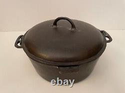 Vintage Favorite Piqua Ware Cast Iron Dutch Oven 8 c With Lid & Handle