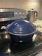 Vintage Fiesta Enamelware Cobalt Blue Large Dutch Oven / Roaster With Lid