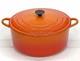 Vintage Flame Orange Le Creuset Round Dutch Oven With Lid 5.5 Quart 5.2l Size F