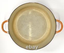 Vintage Flame Orange Le Creuset Round Dutch Oven with Lid 5.5 Quart 5.2L Size F