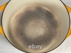Vintage French Cousances Dutch Oven #31 Orange Enamel Cast Iron Round Casserol