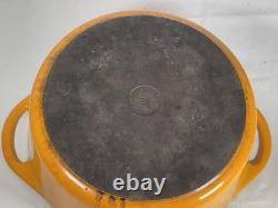 Vintage French Cousances Dutch Oven #31 Orange Enamel Cast Iron Round Casserol