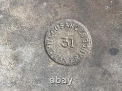 Vintage French Cousances Dutch Oven #31 Orange Enamel Cast Iron Round Casserol