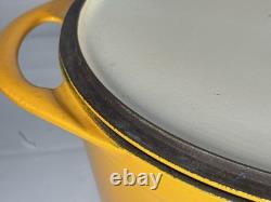 Vintage French Cousances Dutch Oven #31 Orange Enamel Cast Iron Round Casserol