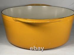 Vintage French Cousances Dutch Oven #31 Orange Enamel Cast Iron Round Casserol
