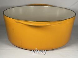 Vintage French Cousances Dutch Oven #31 Orange Enamel Cast Iron Round Casserol