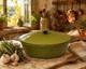 Vintage French Enameled Cast Iron Oval Dutch Oven Cocotte Olive Green France