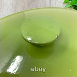 Vintage French Enameled Cast Iron Oval Dutch Oven Cocotte Olive Green France