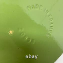 Vintage French Enameled Cast Iron Oval Dutch Oven Cocotte Olive Green France