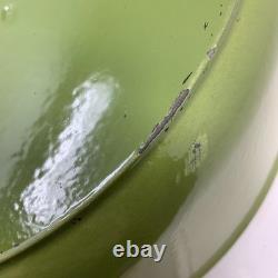Vintage French Enameled Cast Iron Oval Dutch Oven Cocotte Olive Green France