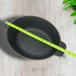 Vintage French Enameled Cast Iron Oval Dutch Oven Cocotte Olive Green France