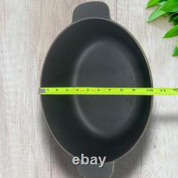 Vintage French Enameled Cast Iron Oval Dutch Oven Cocotte Olive Green France