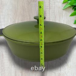 Vintage French Enameled Cast Iron Oval Dutch Oven Cocotte Olive Green France