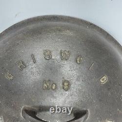 Vintage GRISWOLD No. 9 Cast Iron TITE TOP Dutch Oven Lid ONLY Erie PA #2552