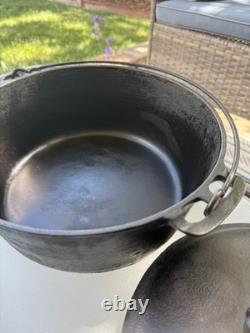 Vintage Griswold Erie No 9 Cast Iron Dutch Oven 2552 Lid Bail Handle
