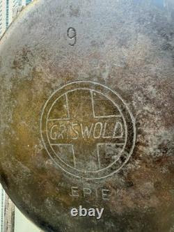Vintage Griswold Erie No 9 Cast Iron Dutch Oven 2552 Lid Bail Handle