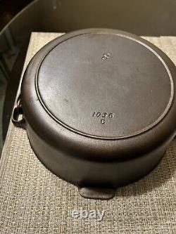 Vintage Griswold Iron Mountain Cast Iron #8 Dutch Oven 1036 with 1037 Lid