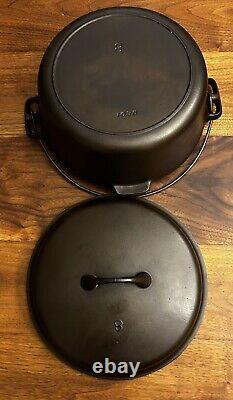 Vintage Griswold Iron Mountain Cast Iron 8 Dutch Oven 1036 with Matching 1037 Lid