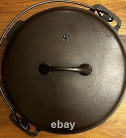 Vintage Griswold Iron Mountain Cast Iron 8 Dutch Oven 1036 with Matching 1037 Lid