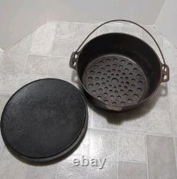 Vintage Griswold No 10 Cast Iron Tite-Top Dutch Oven with Trivet Lodge 12 Lid