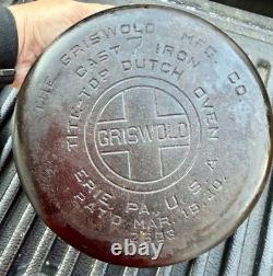 Vintage Griswold No. 7 Cast Iron Tite-Top Dutch Oven with Lid 2603 2604