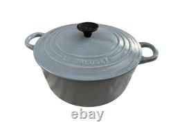 Vintage LE CREUSET Round Dutch Oven With Lid #22 3.5 Quart BLUEBELL Rare Color